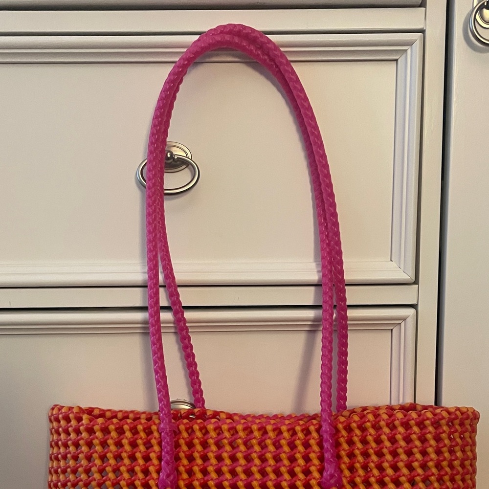 Carel Paris Orange and Pink Woven Tote Bag - Picture 6 of 15